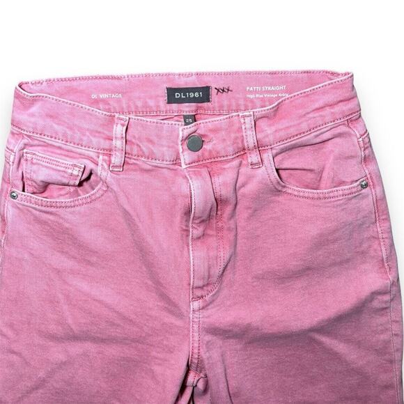 DL1961 Patti Straight High Rise Vintage Jeans PinkCropped Raw Hem - Picture 4 of 5